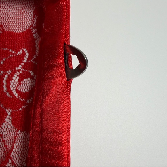 FINAL PRICE! Red Lace Corset Romantic Glam Lace Up Waist Cincher Size Large - Picture 9 of 16